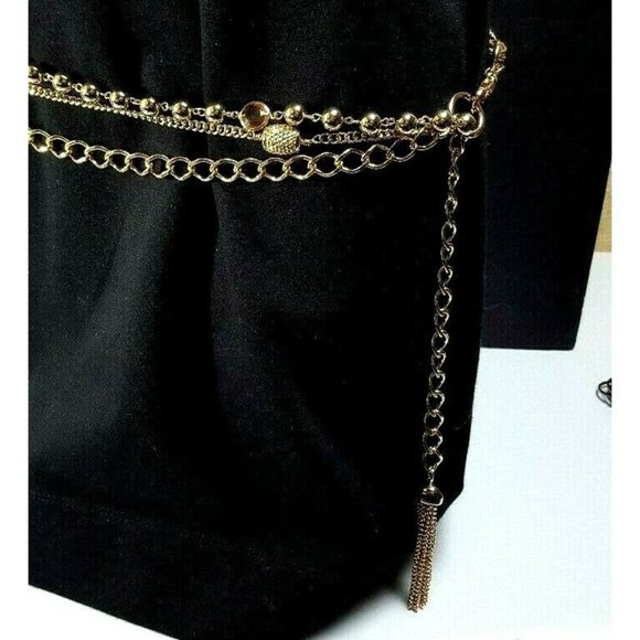 3 strand Rhinestone Metal link Chain 19bb4-45 - Picture 6 of 6